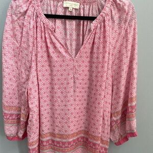 Cynthia Rowley Pink 3/4 Sleeve Ruched Blouse size 3x